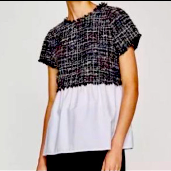 Zara Tweed blouse. NWT. Size L. - Picture 1 of 3